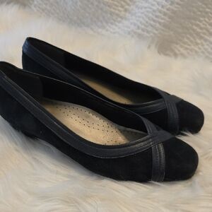 Mark Lemp Classic Navy Suede Leather Women's Flats Size 9